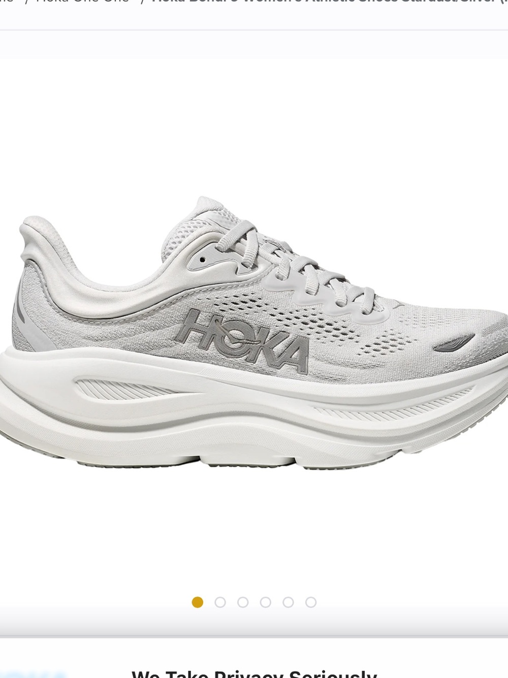 Hoka Women's Bondi 9 Running Shoes in Light Gray/WhiteSz 8.5 B